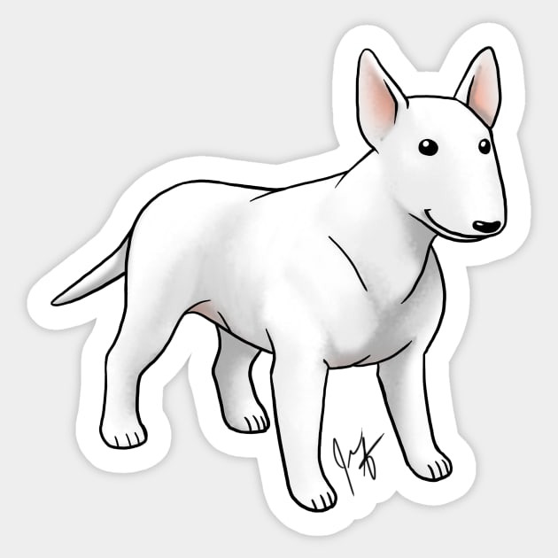 Dog - Bull Terrier - White Sticker by Jen's Dogs Custom Gifts and Designs